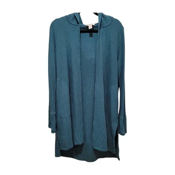 Athleta Harmony Wrap Hooded Open Front Cardigan Size Small Borealis Green M Med - Picture 2 of 7